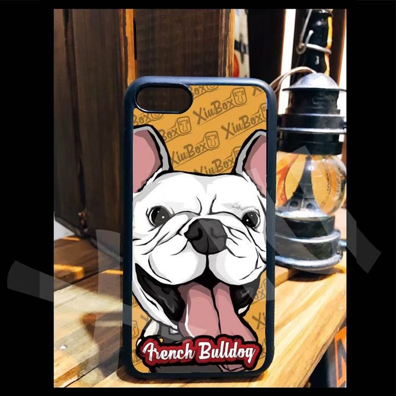 Cute French Fighting Dog Hand-painted Illustration Customized Phone Case iPhone 14 13 12 11 X 8 - Phone Cases - Silicone 