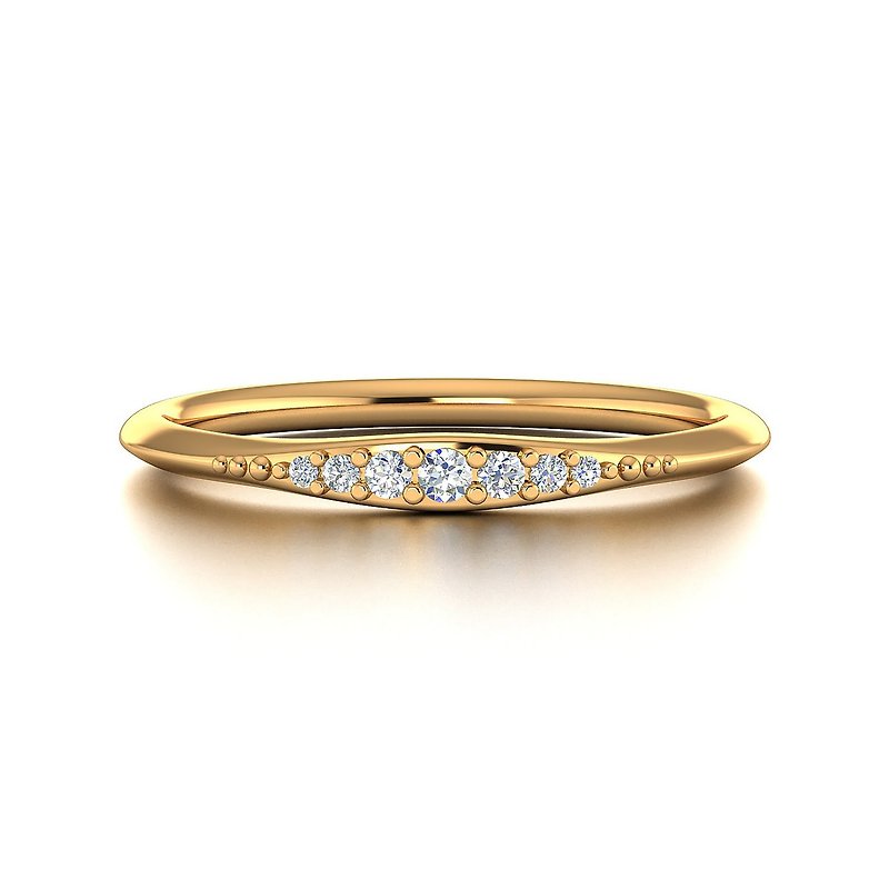 【輕奢系列】純18K金簡約漸變線戒戒指 婚戒訂製 對戒設計 R016 - 戒指 - 鑽石 金色