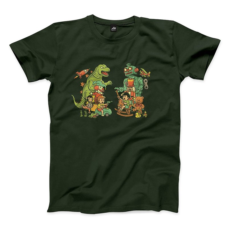 當我們童在一起 - 森林綠 - 中性版T恤 - 男 T 恤 - 棉．麻 綠色