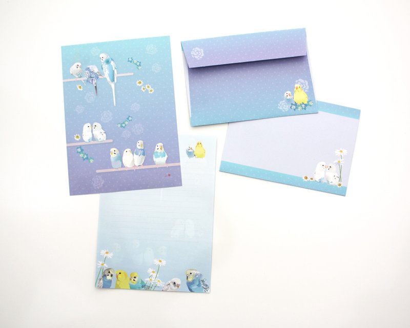 Letter set Dreamy Parakeet - ซองจดหมาย - กระดาษ สีน้ำเงิน