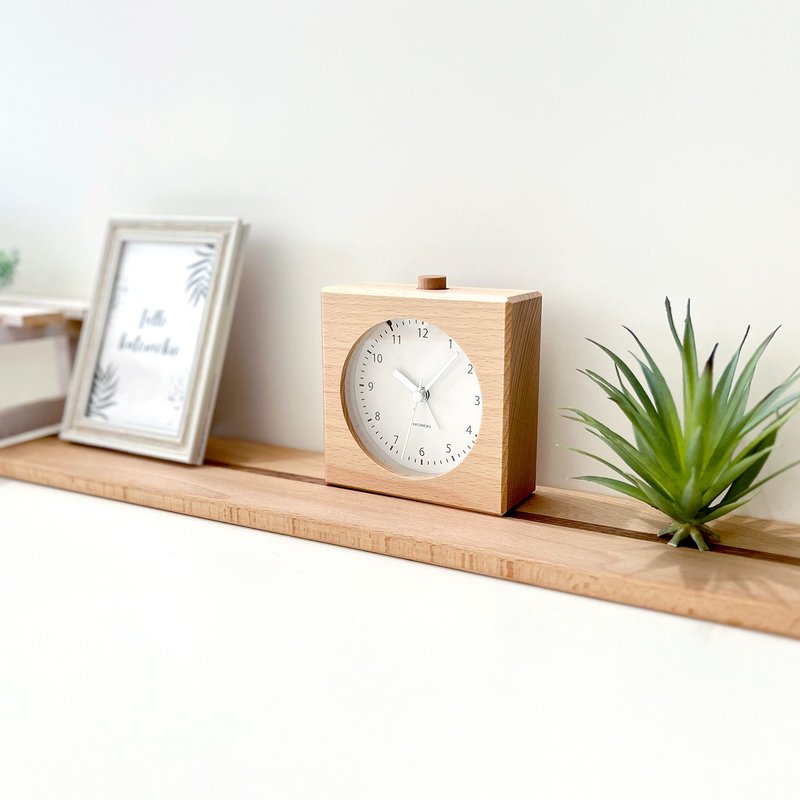 KATOMOKU alarm clock 5  beech (km-78N) tabel clock made in japan - นาฬิกา - ไม้ 