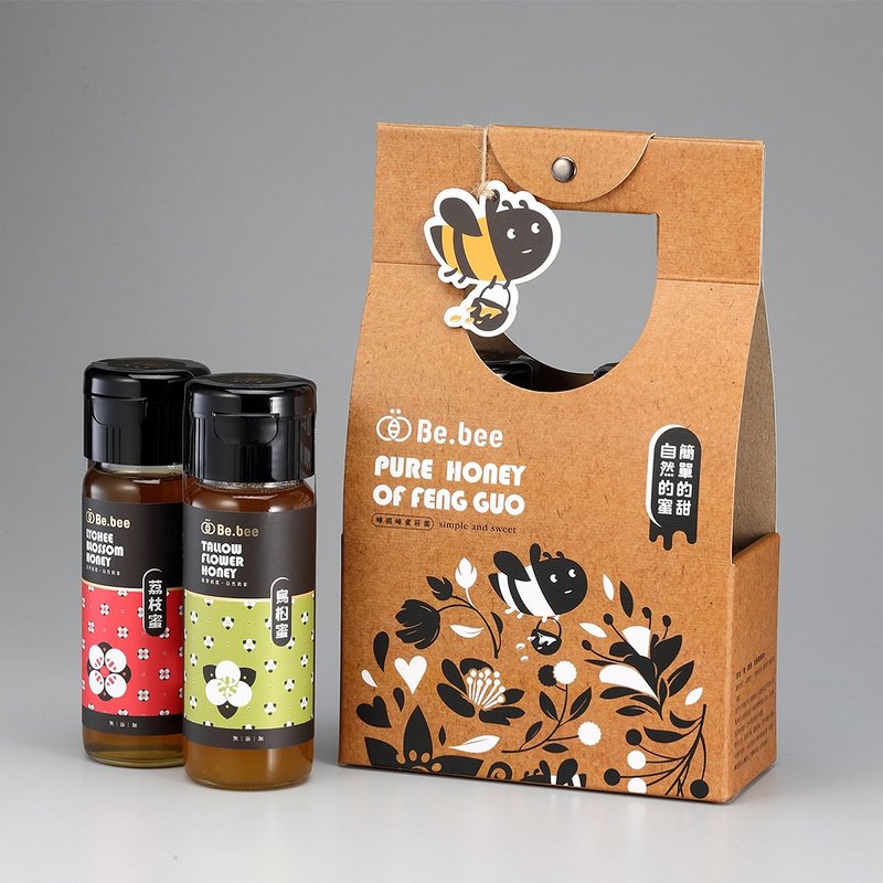 【Be.bee蜂蜜】雙入蜜禮盒 / 烏桕蜜+荔枝蜜 - 蜂蜜/黑糖 - 濃縮/萃取物 橘色