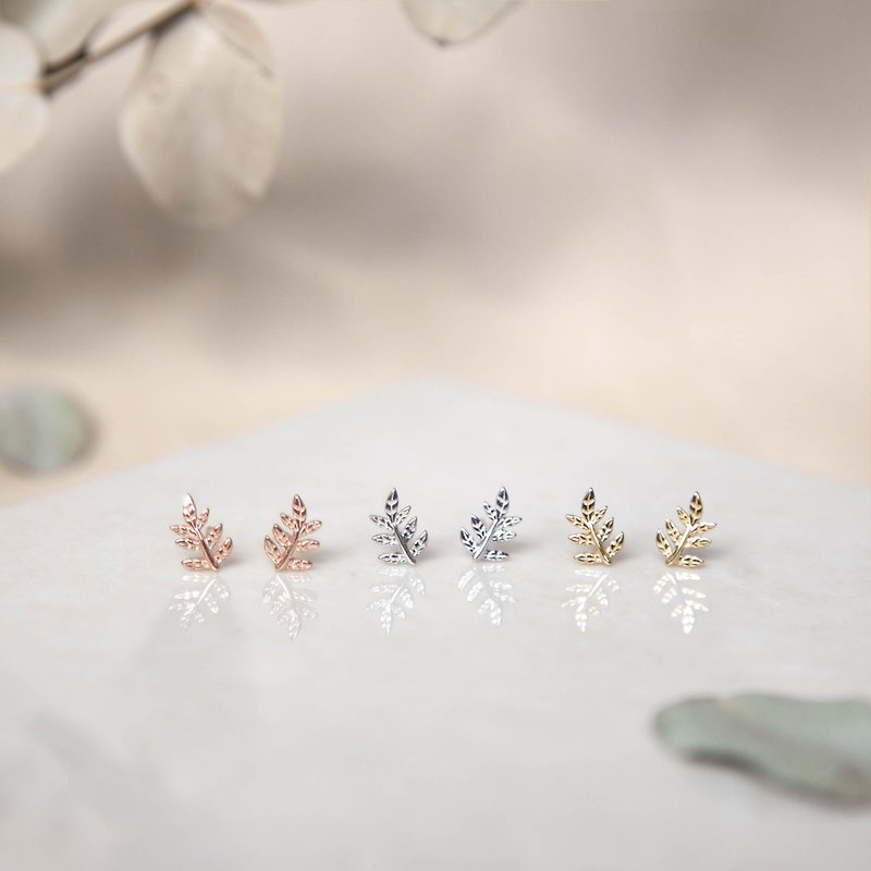 Palm leaf sterling silver earrings | cute. sweet. Exquisite. All-match. Can be changed - ต่างหู - เงินแท้ สีเงิน
