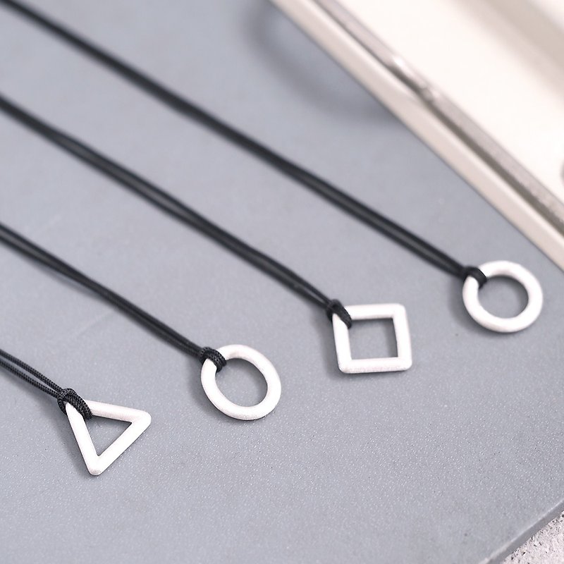 Black Shape String Necklace Silver 925 - สร้อยคอ - โลหะ สีดำ