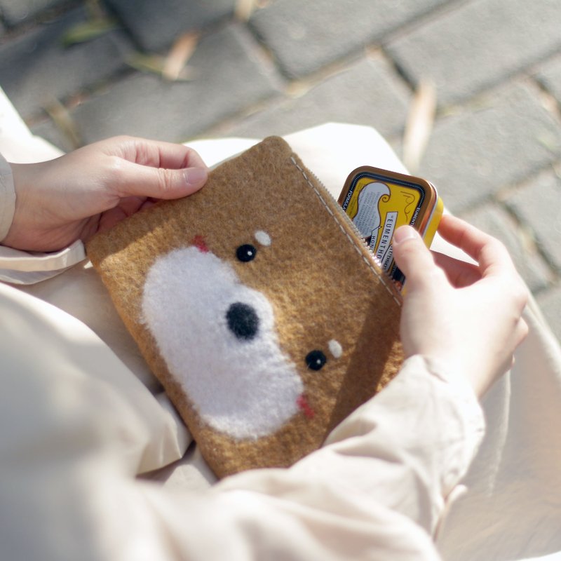 6.7【Wool Felt. Wet Felt】Cute Daily Life I. Shiba Inu All-Purpose Bag - เย็บปักถักร้อย/ใยขนแกะ/ผ้า - ขนแกะ 