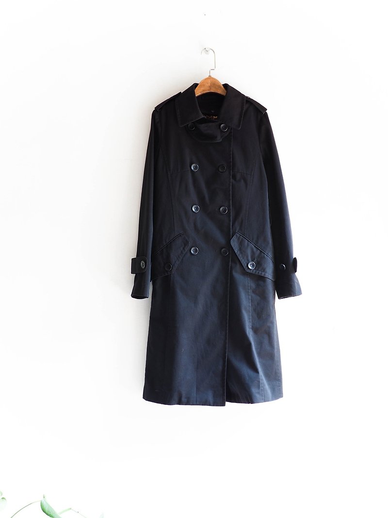 River Water Hill - Kochi Dan Mohao black classic plain antique cotton tattoo coat coat coat trench_coat dustcoat jacket coat oversize vintage - เสื้อสูท/เสื้อคลุมยาว - ผ้าฝ้าย/ผ้าลินิน สีดำ
