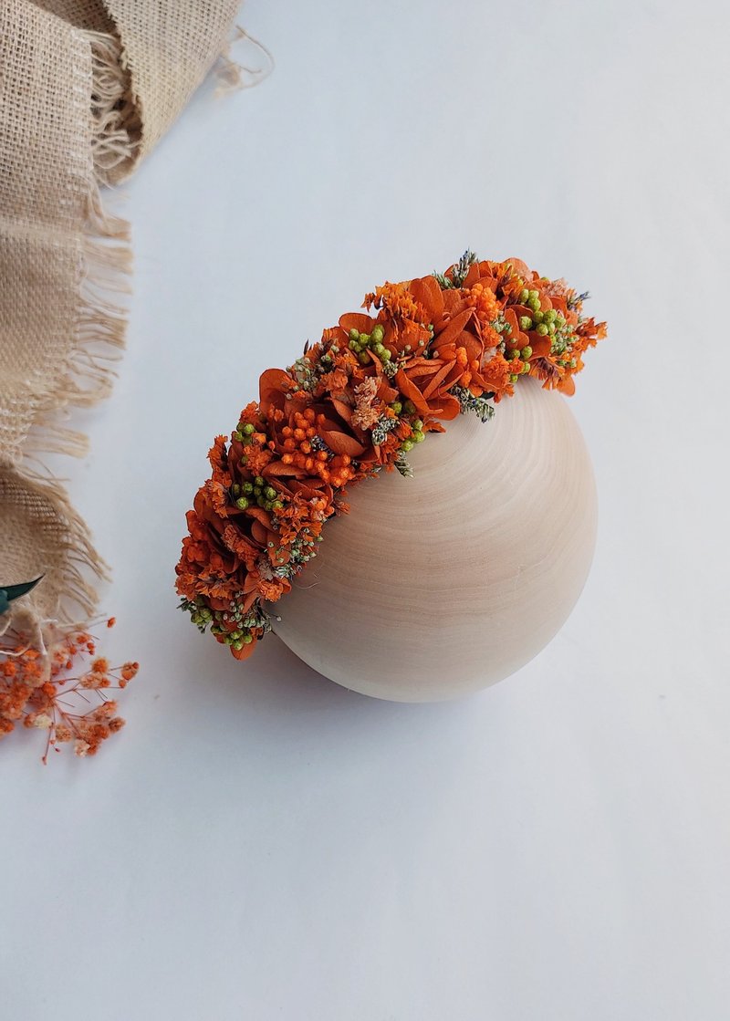 新生児・幼児向けフローラルベビークラウン | フラワーヘッドバンド - 帽子・ヘアバンド - 寄せ植え・花 オレンジ