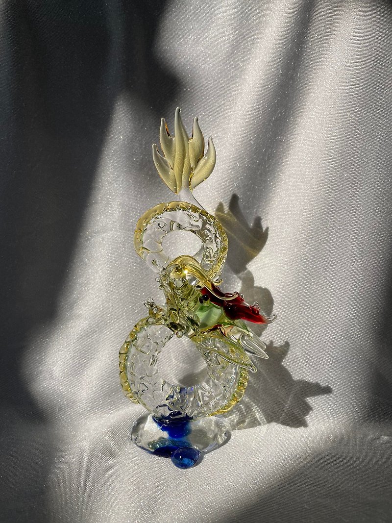 crystal glass zodiac dragon birth dragon - ของวางตกแต่ง - แก้ว 
