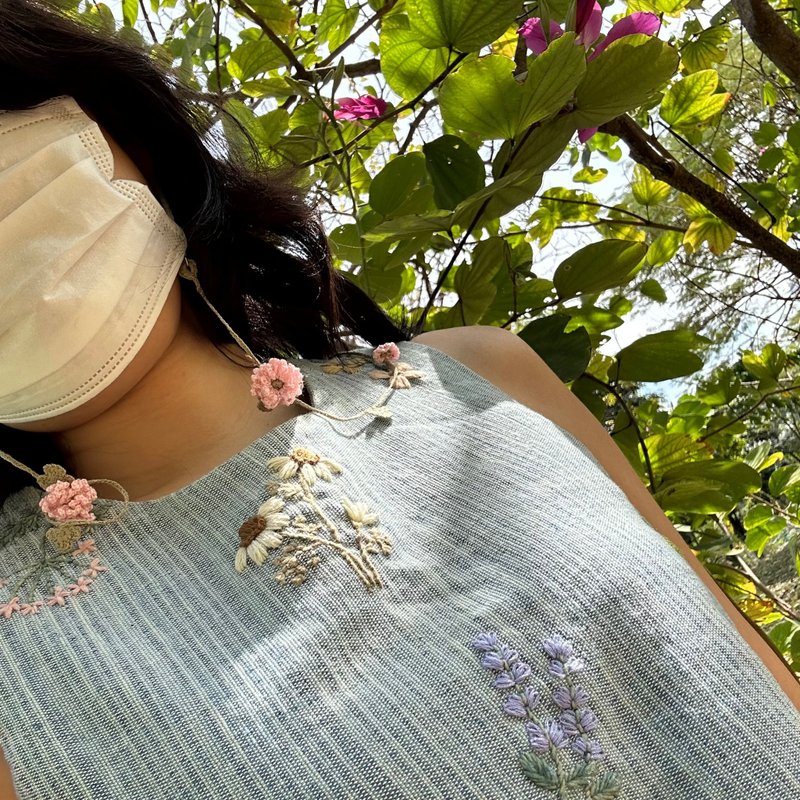 口罩鍊 Aster Mask Strap Chain and Sunglasses holder crochet - 口罩/口罩收納套 - 貴金屬 粉紅色