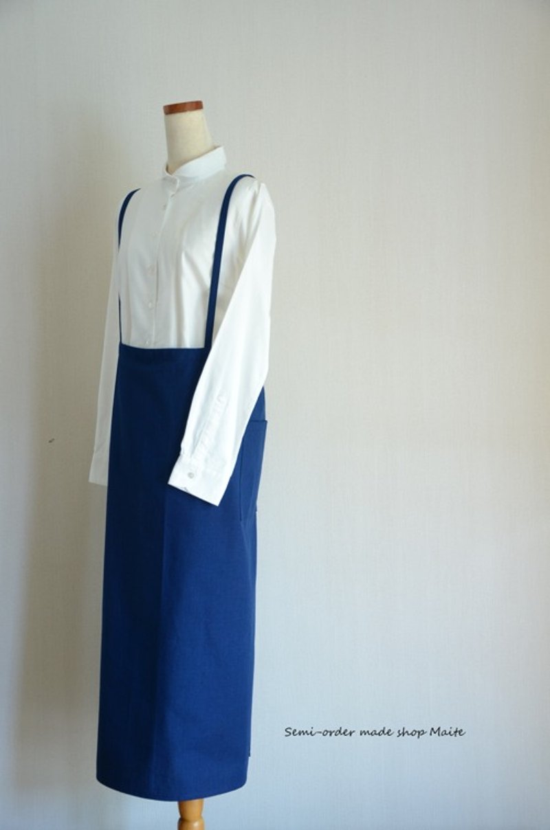 Pinkoi Proxy Purchase -  Navy blue shoulder apron, simple style - Aprons - Cotton & Hemp 