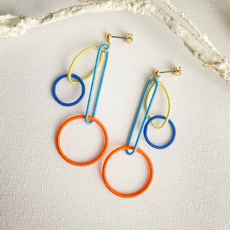 Hoop Hoop Earrings/ Clip-On[Orange] - Earrings & Clip-ons - Cotton & Hemp Multicolor