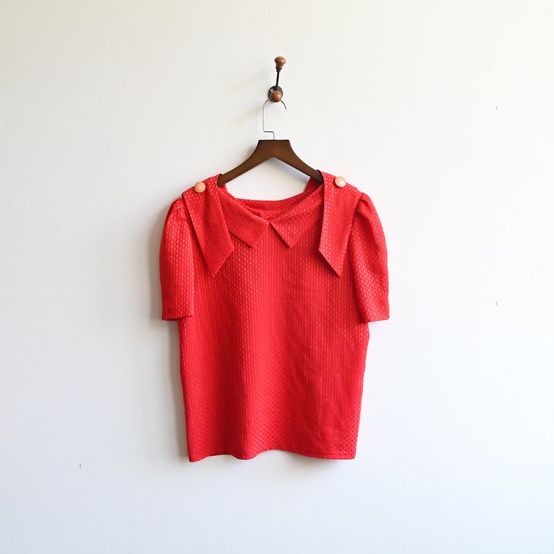 [Egg Plant Vintage] Tomato Days short-sleeved vintage top - เสื้อผู้หญิง - ไฟเบอร์อื่นๆ สีแดง