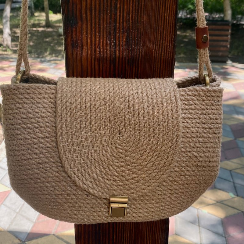 Market Bag Jute tote bag Shopping bag Rope Bag French basket bag Straw Beach Bag - กระเป๋าถือ - วัสดุอีโค 