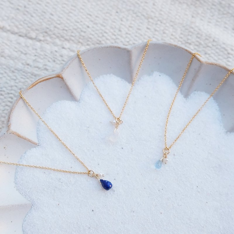Stone Necklace - Topaz | Lapis | Stone Necklace 14K Gold Wrapped Gifts for Girls - Necklaces - Semi-Precious Stones Green