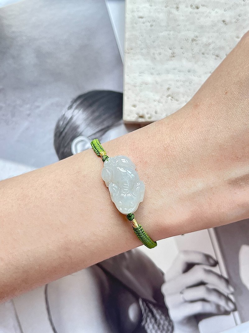Natural Jadeite Type A - Icy White Jade PiXiu Bracelet - สร้อยข้อมือ - หยก สีเขียว