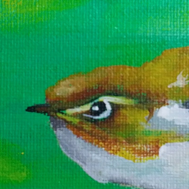 離離原上草系列-發現獵物的蒙鳩/原創油畫/獨一無二作品尺寸:15x1 - 擺飾/家飾品 - 棉．麻 