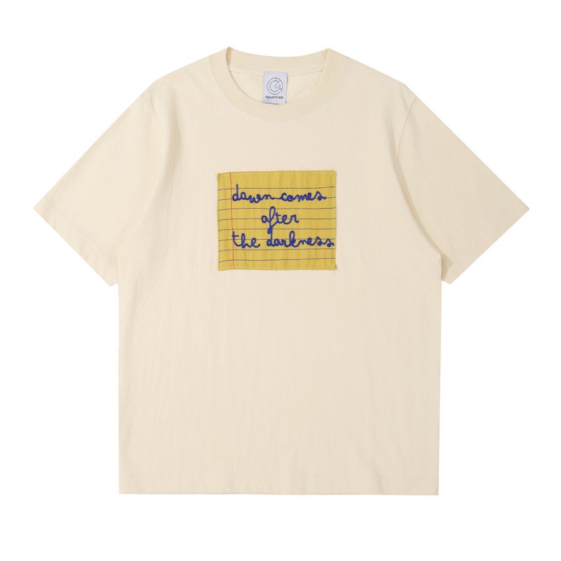 GOC 刺繡口號便條貼 T-shirt - 帽T/大學T - 棉．麻 