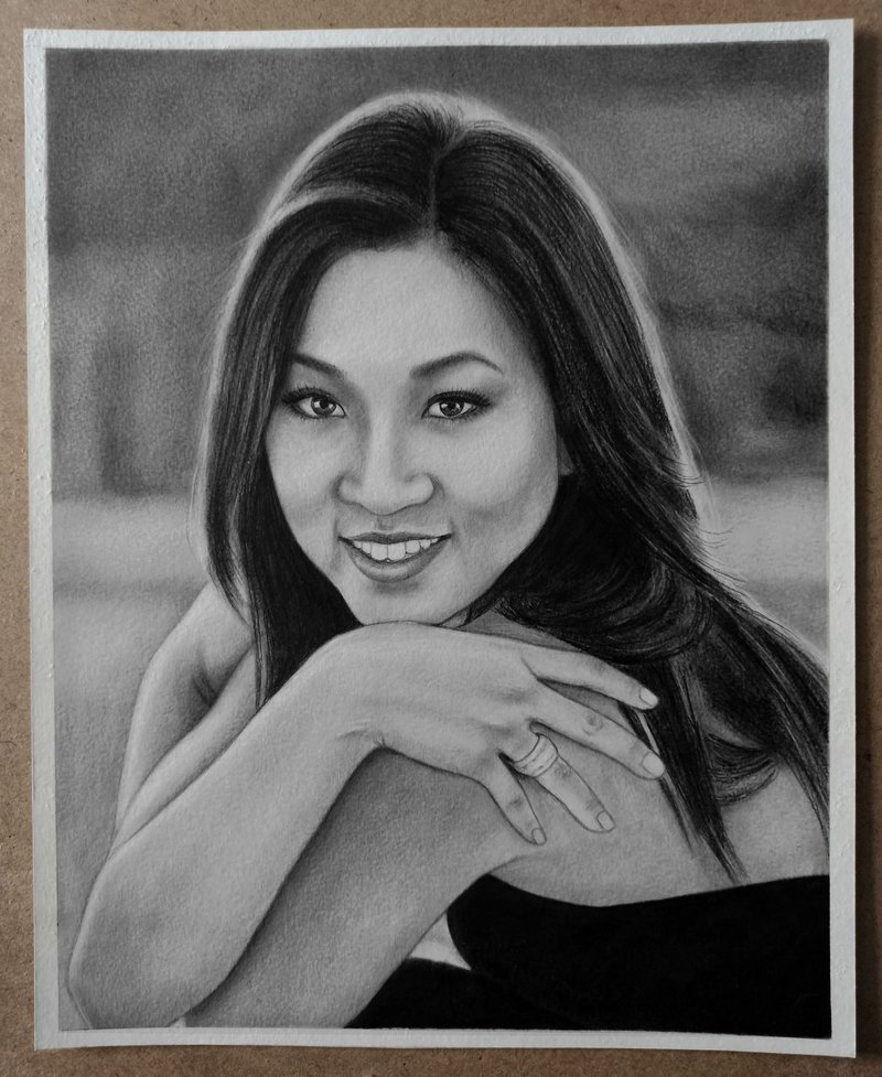 Realistic personal portraits, size A3 30x40cm/12x16in, Custom Drawing from Photo - Customized Portraits - Paper White