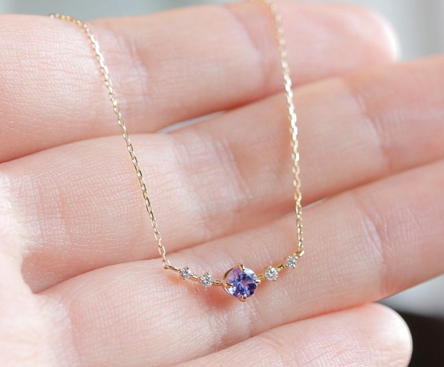 K18 Tanzanite & Diamond Necklace (Round Cut) ~Ello Lily~ December