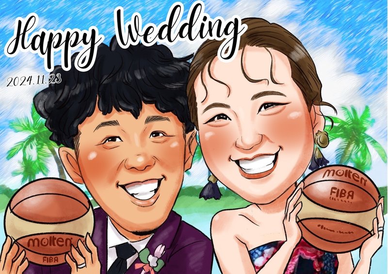 似顔絵ウェルカムボード　家族写真　オーダーメイド　結婚式　ウェルカムボード　プレゼント - 電子似顏繪/繪畫/插畫 - 其他材質 
