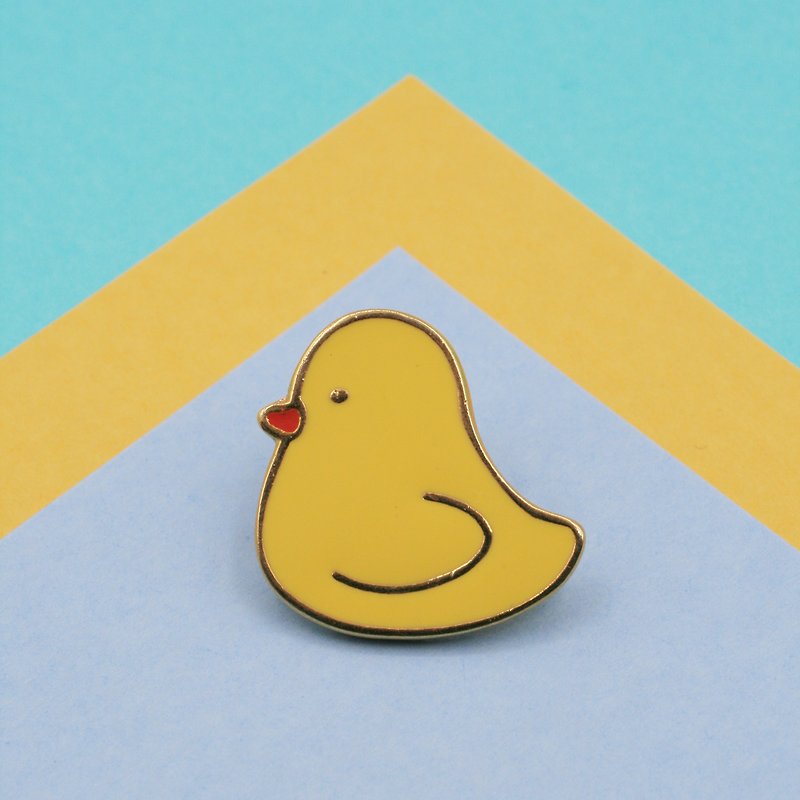 Yellow Duck Lapel Pin - 胸針 - 其他金屬 黃色