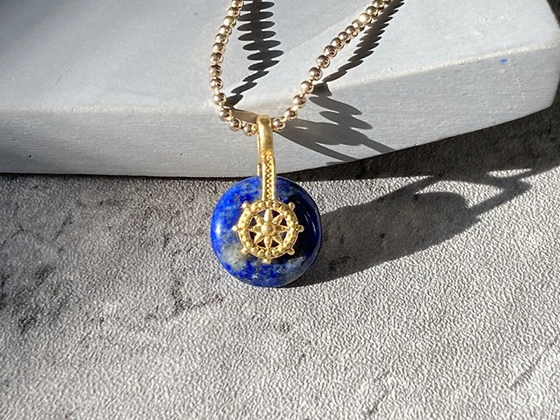 [Helmsman. Lapis Lazuli Ping An Necklace] Roulette, Alluvial Gold, Viking Legend | Single Product Guarantee - Collar Necklaces - Other Materials Blue