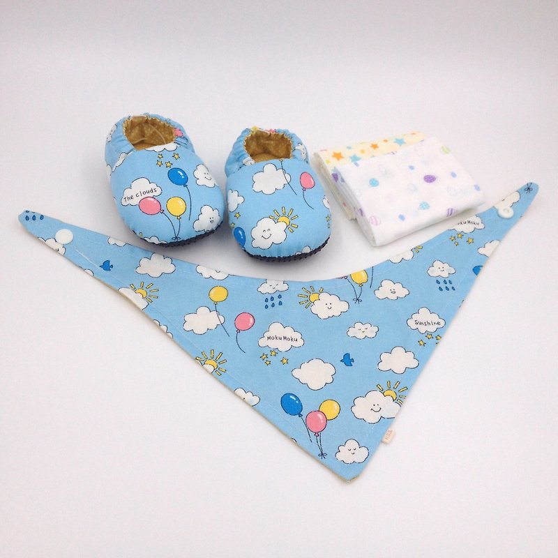 Baiyun Yoyo - Miyue baby gift box (toddler shoes / baby shoes / baby shoes + 2 handkerchief + scarf) - ของขวัญวันครบรอบ - ผ้าฝ้าย/ผ้าลินิน สีน้ำเงิน
