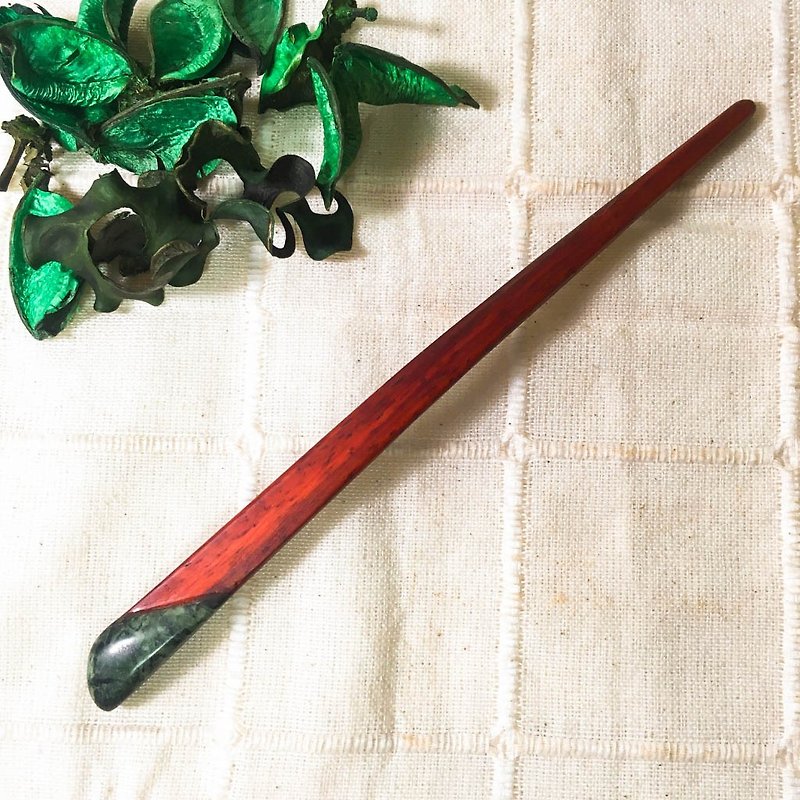 手工古典風木製髮簪-紅酸枝木 - 髮飾 - 木頭 紅色