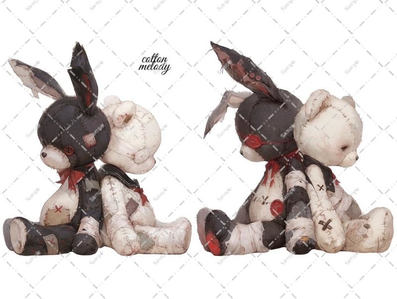 original sticker no.D41 // フルコンプ オリジナルステッカー 装飾 ゴシックくまちゃん 45種類各2枚&限定novelty2種類10枚 - 貼紙 - 紙 