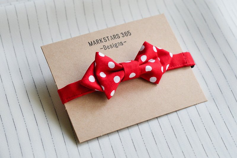 Red and white dots-bow tie tweeted - Ties & Tie Clips - Cotton & Hemp Red