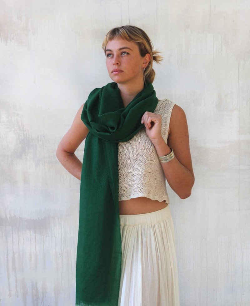 FOREST GREEN SHAWL - Scarves - Cotton & Hemp 