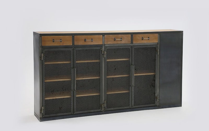 Industrial style storage shoe cabinet - Wood, Bamboo & Paper - Paper Brown