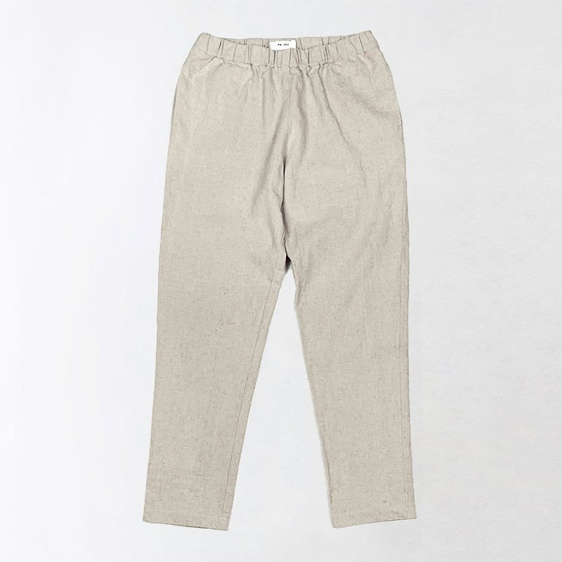 Light Khaki. Slim-fit narrow-leg pants - กางเกงขายาว - ผ้าฝ้าย/ผ้าลินิน 