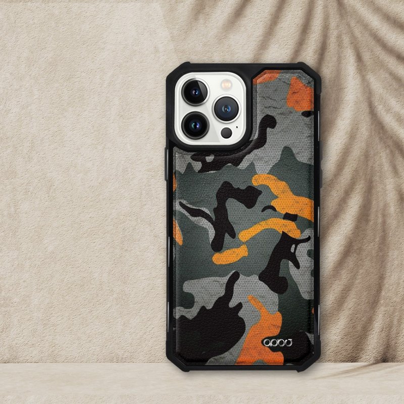 iPhone 13全系列軍規防摔皮革磁吸手機殼-數位迷彩棕(黑殼) - 手機殼/手機套 - 其他材質 多色