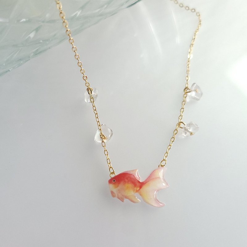 Animal Series-Summer Goldfish Necklace - ต่างหู - เรซิน สีแดง