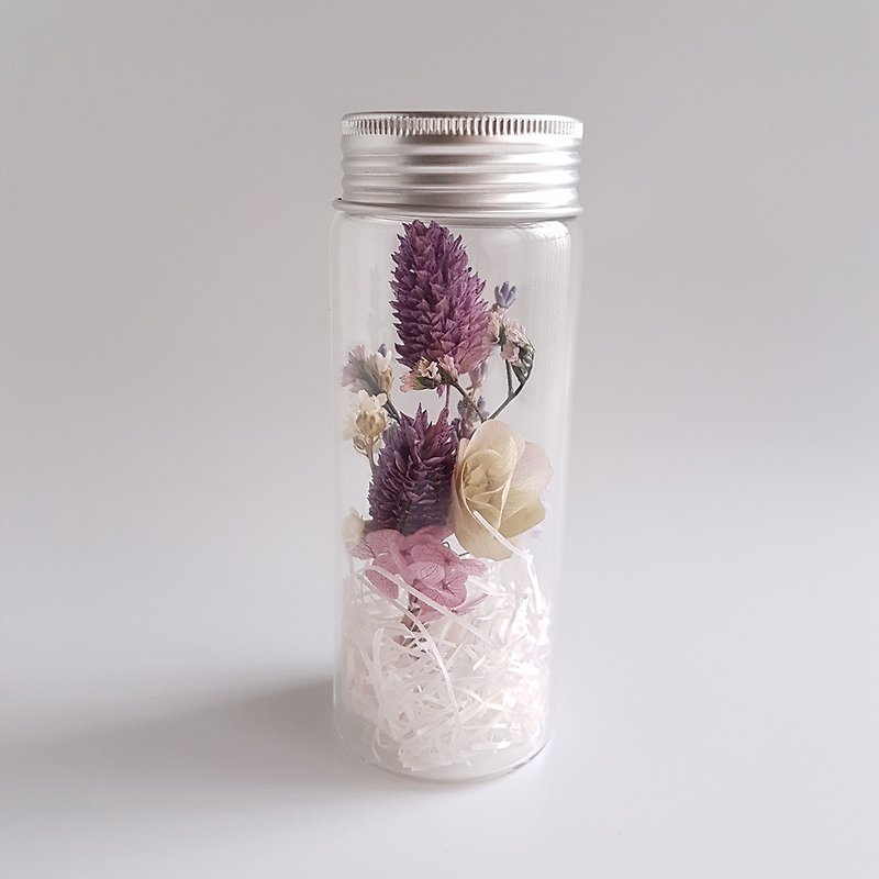Clear glass bottle dry flower small vase flower (large)-purple - ของวางตกแต่ง - พืช/ดอกไม้ สีม่วง
