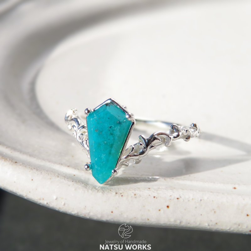 藍銅礦玉髓 戒指 / Chrysocolla Chalcedony Ring 231 - 戒指 - 寶石 藍色
