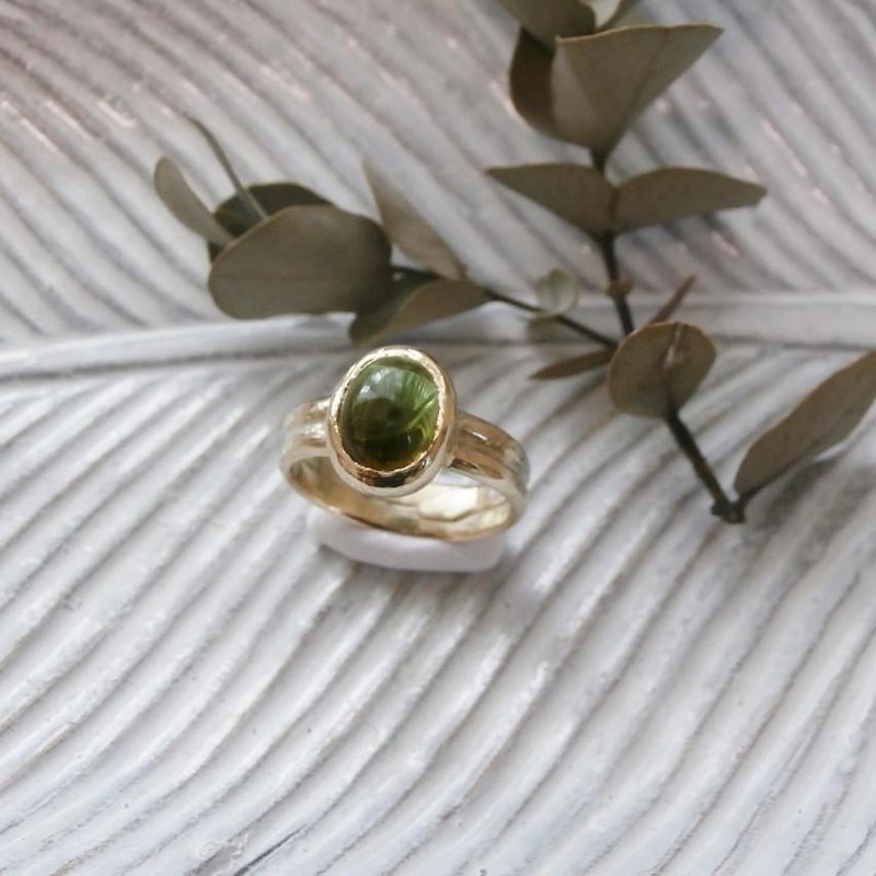 グリーントルマリンとK14のリング - 戒指 - 寶石 