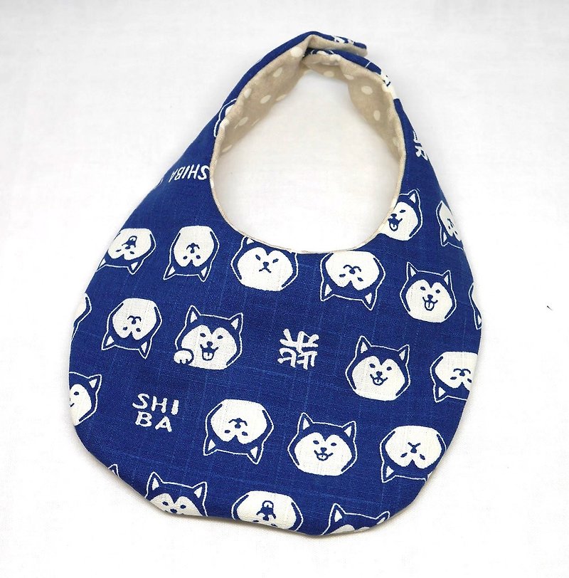 Japanese Handmade Baby Bib - 口水肩/圍兜 - 棉．麻 藍色