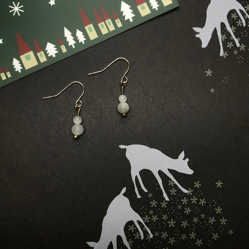 A snowman dangle earring ear clip - ต่างหู - เครื่องเพชรพลอย ขาว