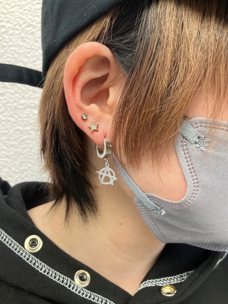 アナーキーピアス/シルバー/hellcatpunks/hcp-ac-0244 - 耳環/耳夾/耳骨夾 - 銅/黃銅 銀色
