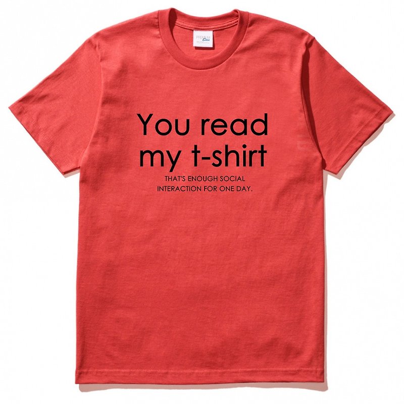 You read my t shirt 男女短袖T恤 紅色  文字 英文 設計 趣味  - T 恤 - 棉．麻 紅色