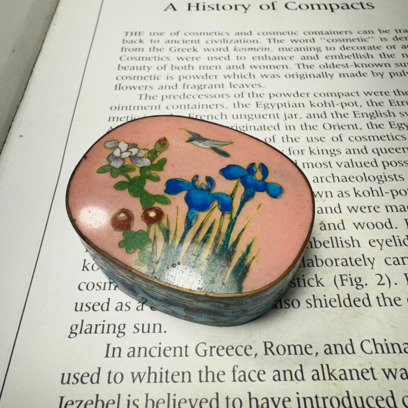 日本明治時期 七寶燒 粉底花鳥掐絲琺琅小盒 - 其他 - 其他金屬 