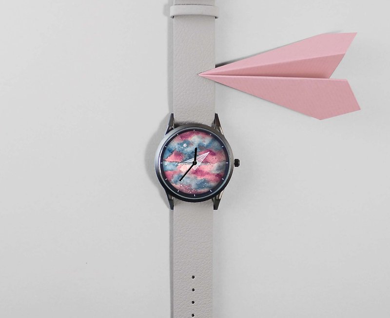 イラスト×時計-紙飛行機 - 腕時計 - 金属 レッド
