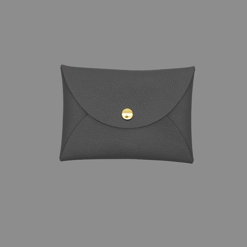 Customized Gift Goatskin Macaron Grey Card Holder/Wallet/card holder/card case - Card Holders & Cases - Genuine Leather Gray