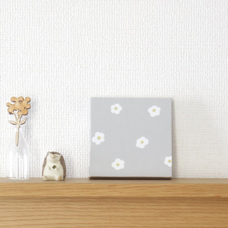 12x12cm ファブリックパネル 【プチフラワー ライトグレー】 - 壁貼/牆壁裝飾 - 棉．麻 灰色