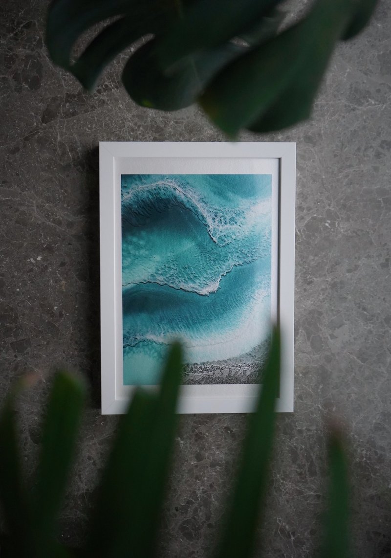 Resin Art Ocean Print Framed - 壁貼/牆壁裝飾 - 棉．麻 藍色