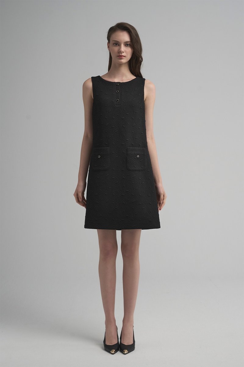 Persephone幾何立體織紋修身洋裝 - 洋裝/連身裙 - 其他人造纖維 