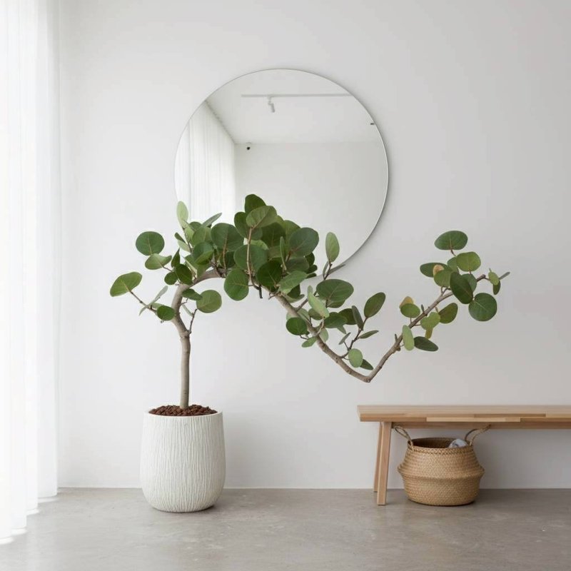 Sea Grape Cream White Tree Pattern Floor Large Potted Plant Opening Ceremony Flower Pot Foliage Plant Home Decor - ตกแต่งต้นไม้ - พืช/ดอกไม้ สีเขียว