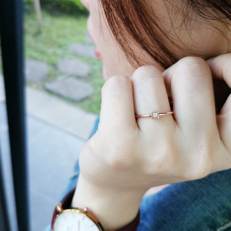 芳華。14K天然鑽石戒指 線戒 食指戒 訂製戒 #9-#13 - 戒指 - 鑽石 金色